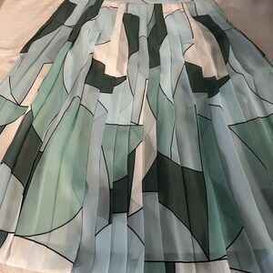 Ann Taylor Abstract Midi Skirt - Green and White
